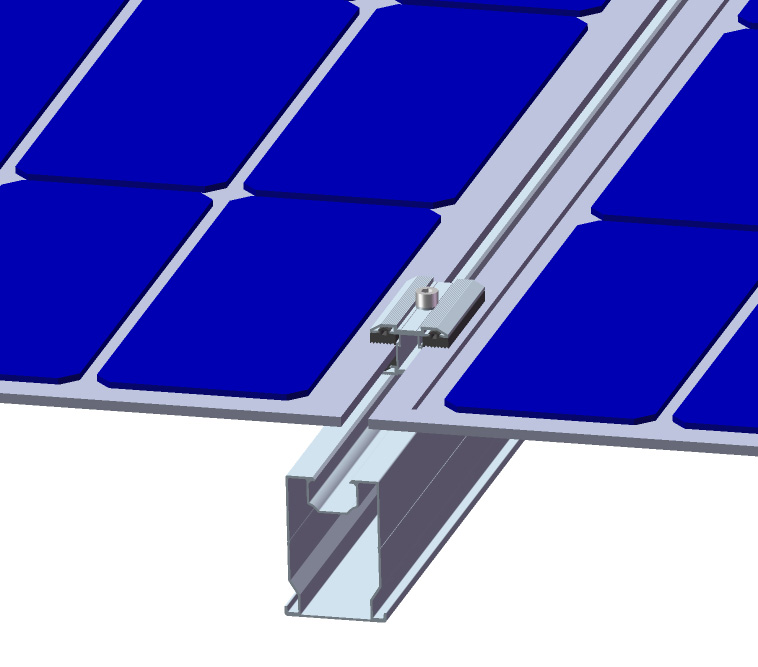 Instalación de abrazaderas medias de película delgada solar