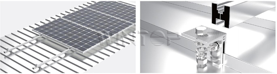 Sistema solar de techo de costura alzada con riel