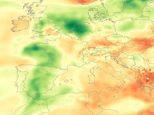 El polvo del Sahara reduce la irradiancia en toda Europa